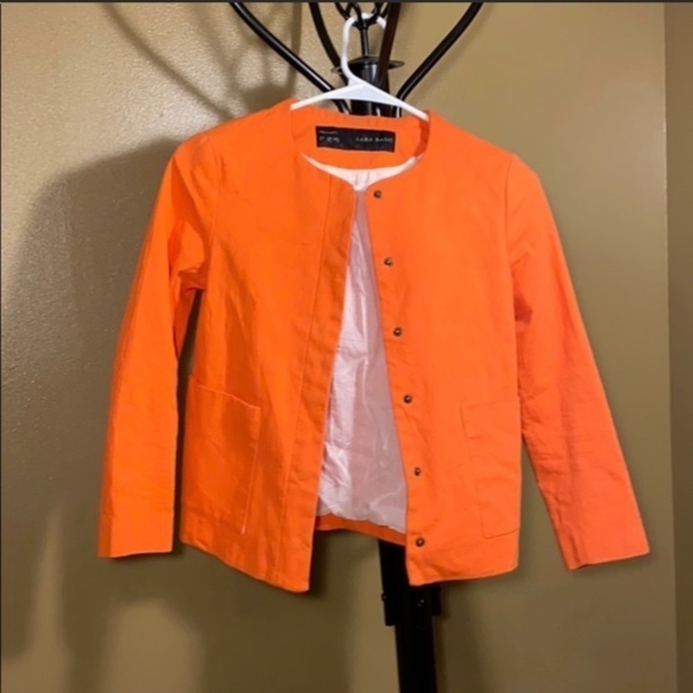 Zara Basic Blazer Orange Womens Extra Small - image 2